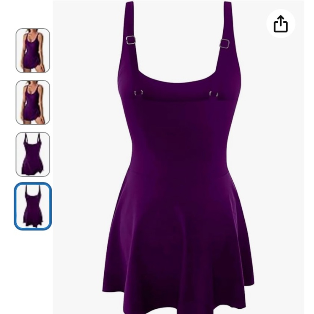 2/$30 Eomenie Purple Women's One Piece Swimsuit with skirt size Large - Picture 5 of 7